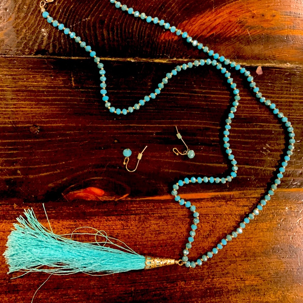 Turquoise mala-style necklace
